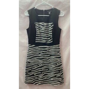 Kenneth Cole NY Size 4P Black & White Sleeveless Zip Back Dress